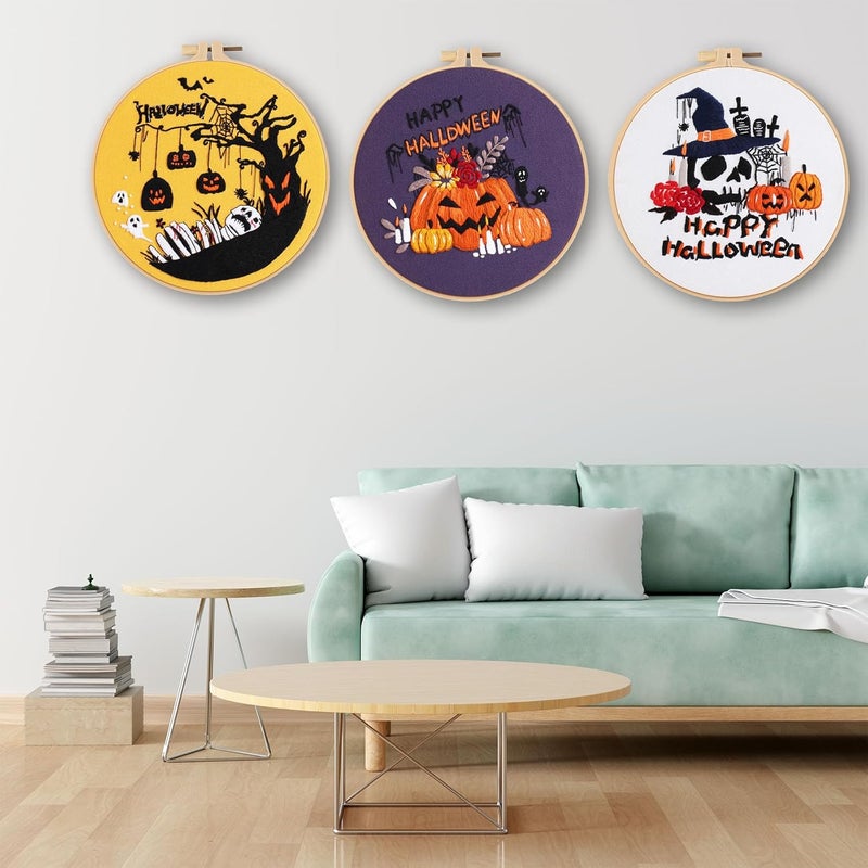 Ohcol 3 Sets Halloween Embroidery Kit,Needlepoint Kits for Adults with Clear Instructions - Image 5